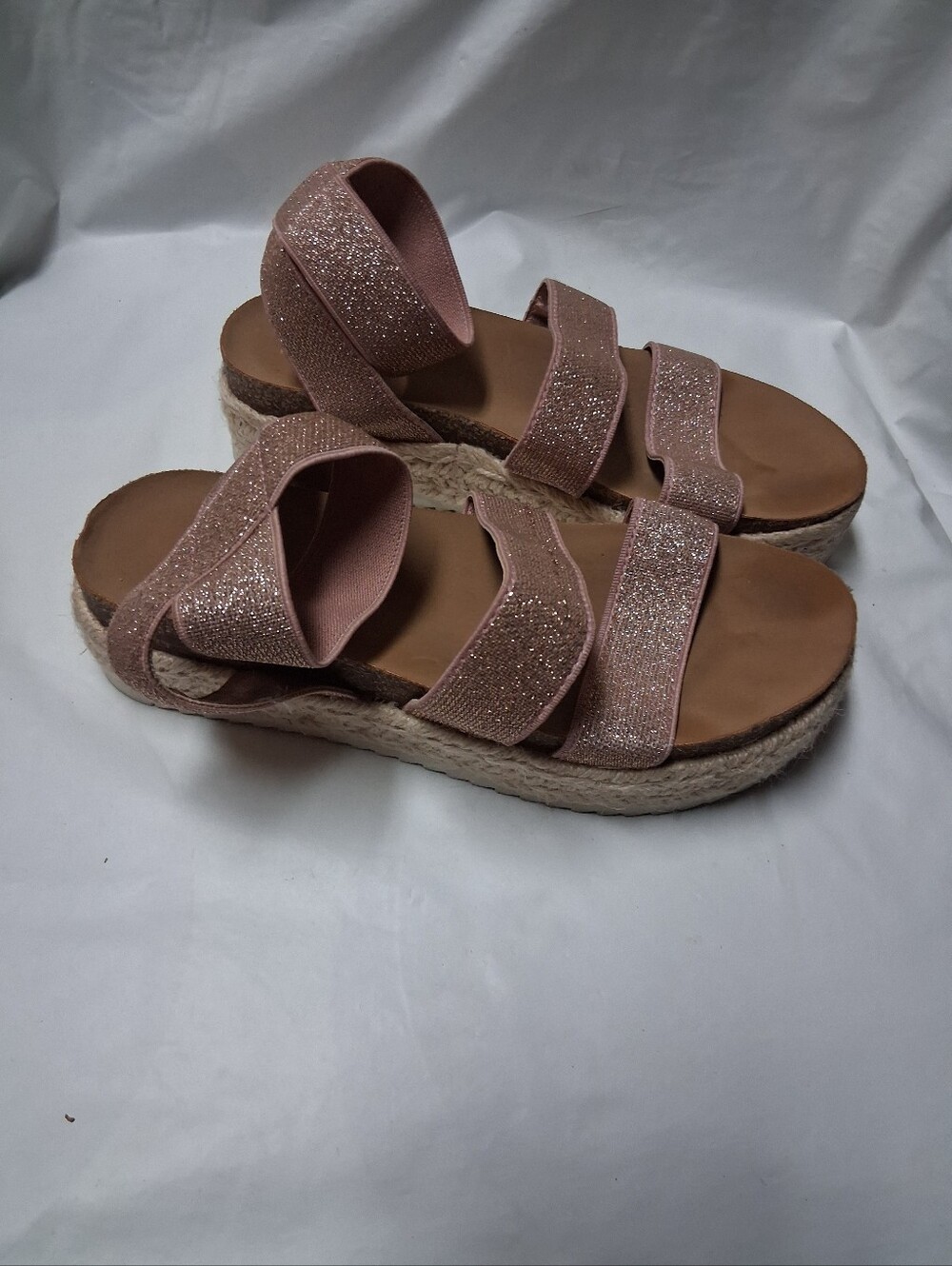 Madden Girl Sparkle Pink Platform Sandals for Little Girls Sz 1 Preowned